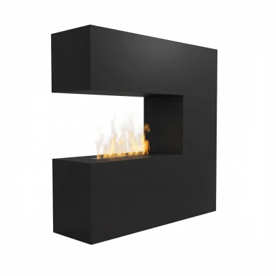 Glow Fire Schiller Schwarz - OMC 600 | Freistehender Wasserdampfkamin, 120 cm x 120 cm x 38 cm